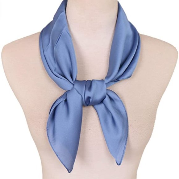 NWOT Blue Silk / Satin Feeling Scarf  27 x 27 " - for neck, hair, bag ect - Picture 2 of 5